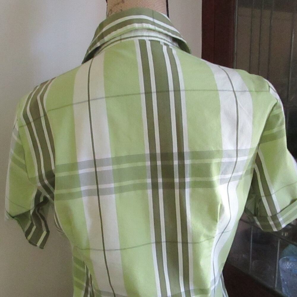 Vintage Jaclyn Smith Button Up Shirt M Green Plaid Short Sleeves Casual Prep 90s - Picture 8 of 17